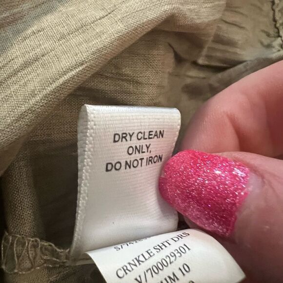 Banana Republic size 2 tan color gauze button down shift dress - Picture 4 of 11